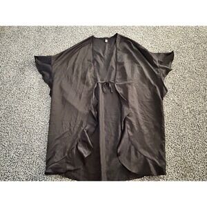 A28‎ Victoria's Secret Black Kimono Love One Size Cover Up robe Sexy silky